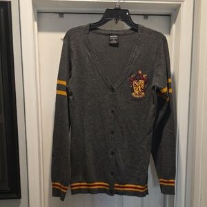 Warner Bros. Gryffindor V-Neck Cardigan - Gray with Gold & Red Trim